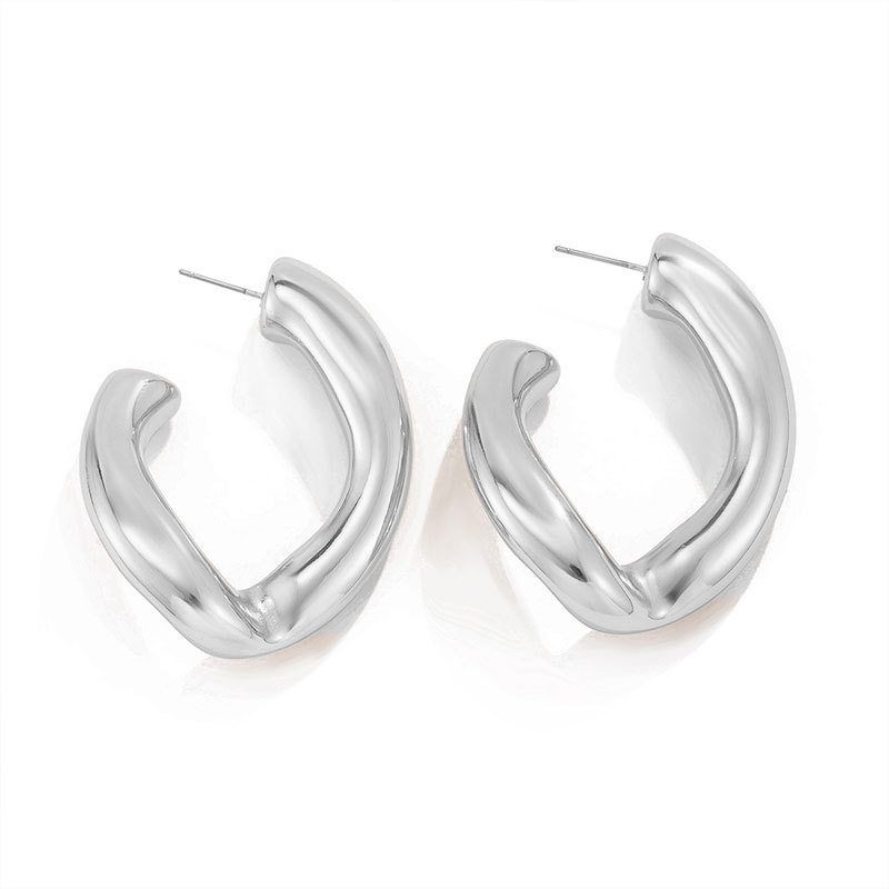 Versilberte Statement Ohrstecker Für Damen Alltagsschmuck_voghion.com