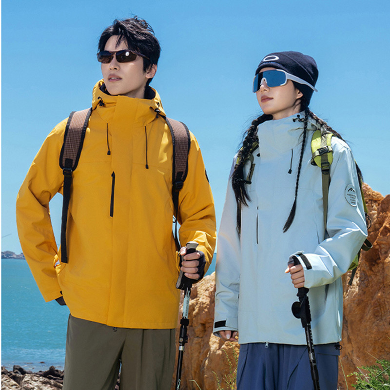 Three-in-one men's jacket with custom logo, outdoor graphene fleece lining two-piece set, windproof single jacket for women Three-in-one men's jacket with custom logo, outdoor graphene fleece lining two-piece set, windproof single jacket for women
