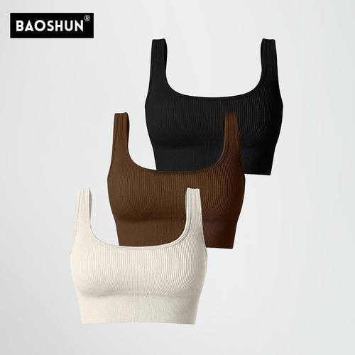 Yoga attire fitness beauty back piece women's yoga sports bra with shockproof straps and cushion, unlined, summer wear top bra