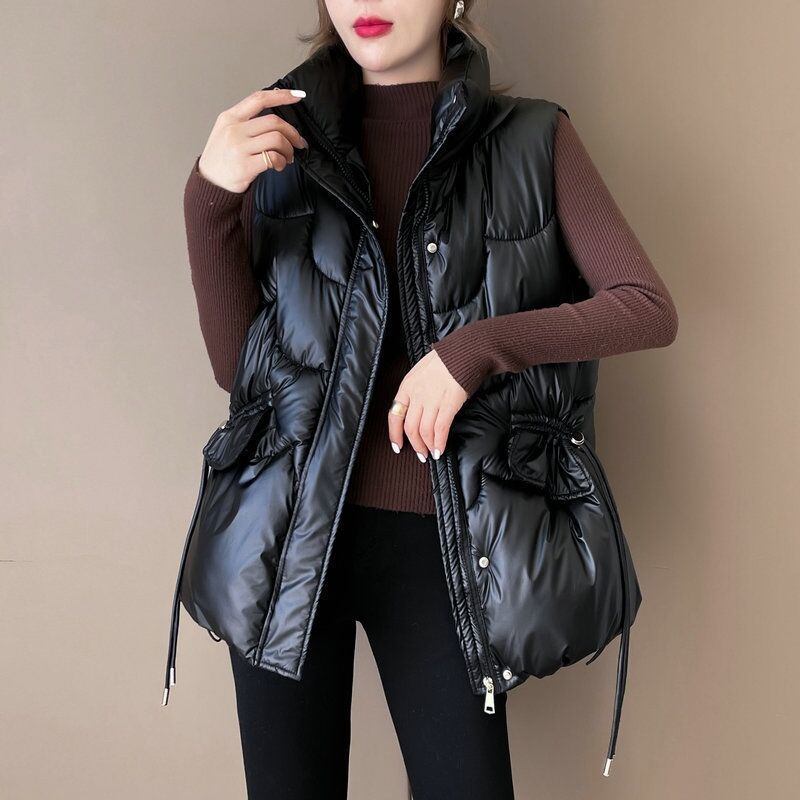 Chaleco de mujer para invierno, chaleco acolchado con cordón_voghion.com