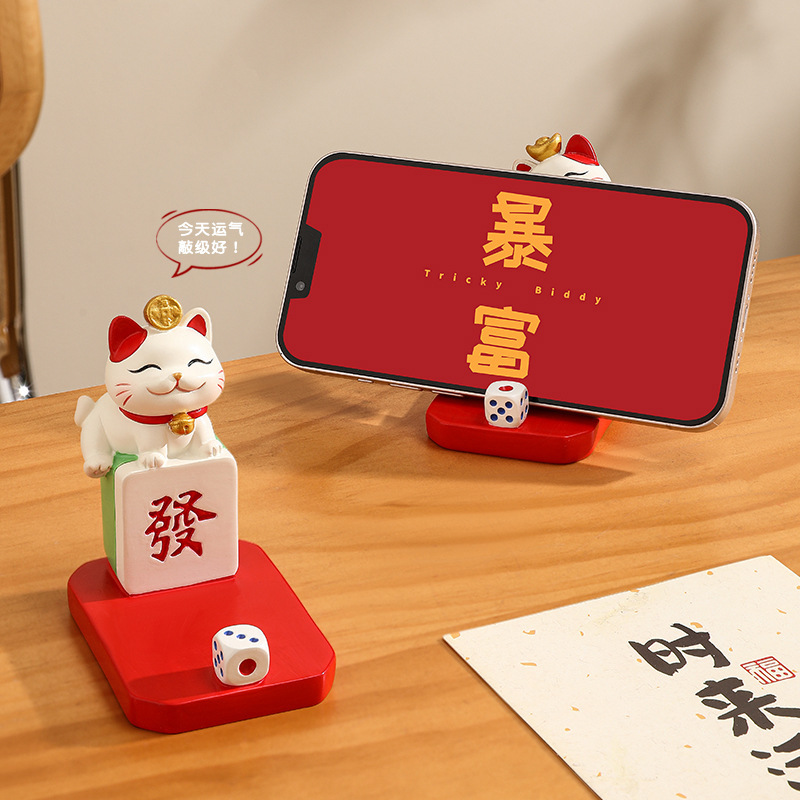 クリエイティブ招き猫携帯電話スタンドオフィスデスクトップ装飾怠け者かわいい漫画タブレットスタンド|undefined