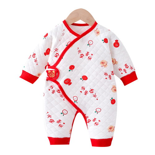 Warm Insulated Mesh Autumn/Winter Baby Clothes Thick Newborn Onesie for Boys and Girls, Boneless Crawling Suit
