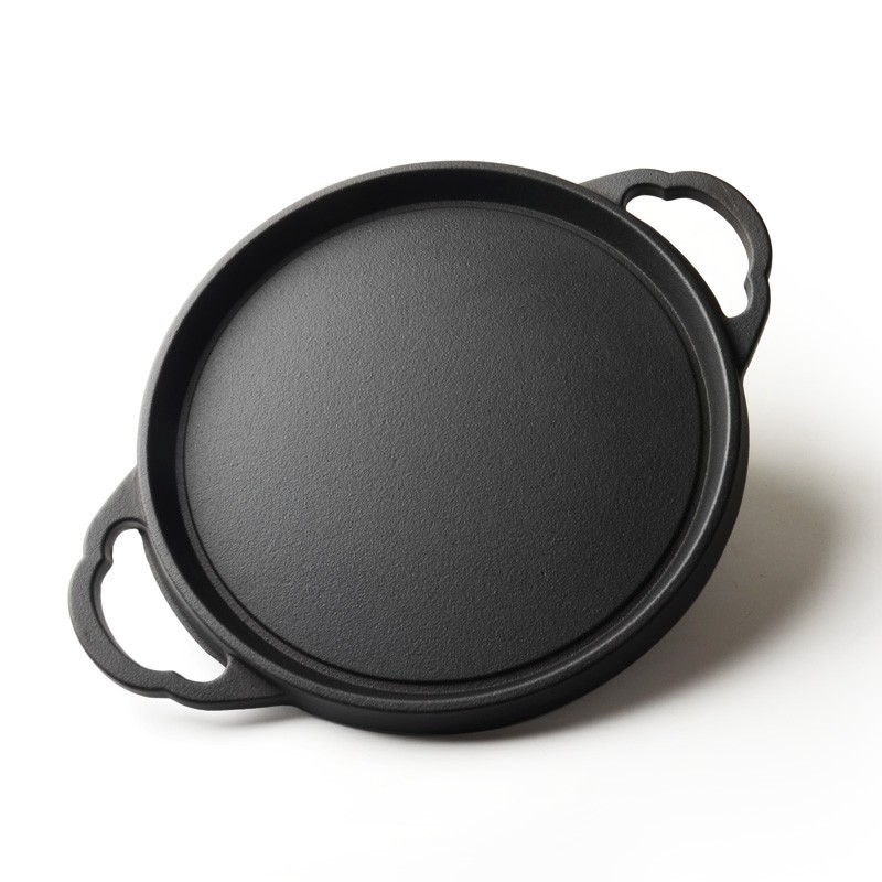 Engrosado de doble oreja de hierro fundido sartén antiadherente hogar comercial palillos de gas panqueque sartén