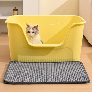 Cat Litter Box Extra Large Semi-Enclosed Open Cat Toilet Kitten Litter Box Cat Poop Box Anti-Splash