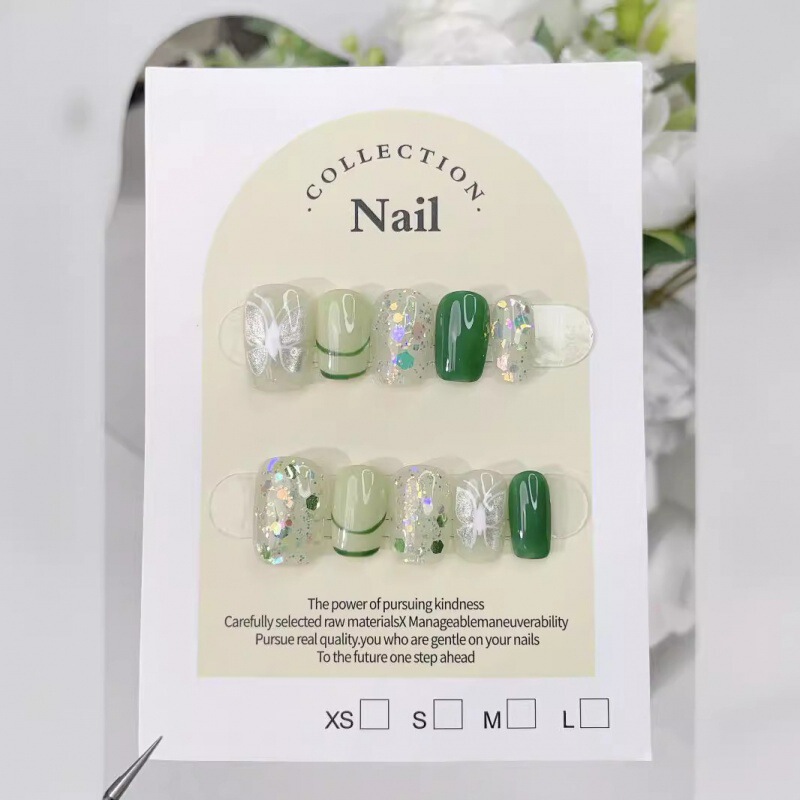 High-quality Hand-painted Pure Handmade Wearable Nail Phototherapy Manicure Patch Finished Product Wholesale Small Fresh Butterfly Student Fake Nails