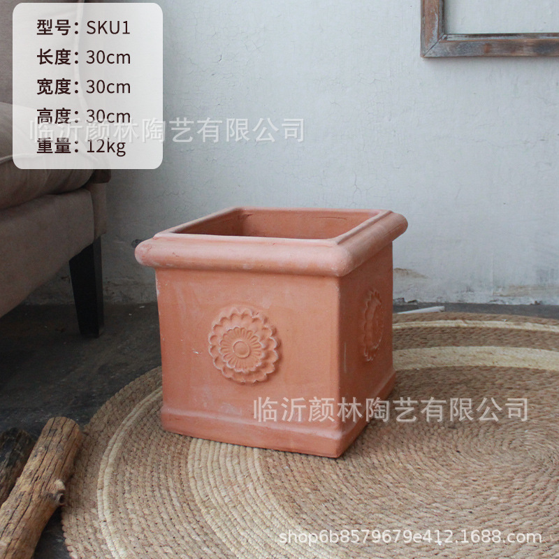 maceta de barras largas maceta de cerámica roja cuadrada maceta de hortalizas maceta de flores cajas de flores pequeñas aceitunas comercio exterior maceta de cerámica americana estilo romano