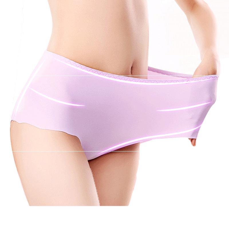 Large size women's panties ice silk seam...