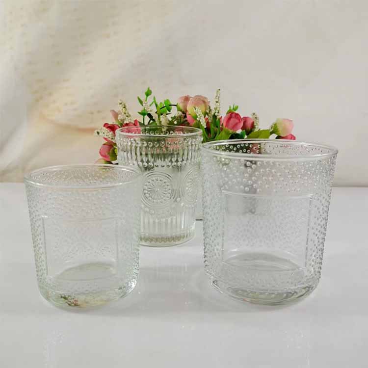 创意波点玻璃水杯果汁牛奶啤酒玻璃杯 香薰蜡烛玻璃容器现货批发