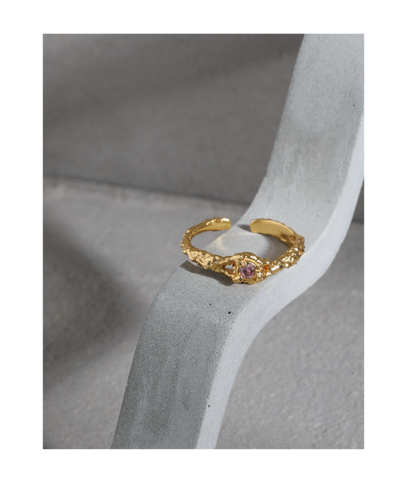 Korean version of ins niche design sense micro-inlaid zircon lava texture texture S925 sterling silv