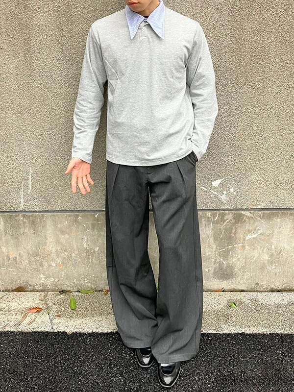 高货 TR基础立体分褶A字版休闲阔腿垂感西裤宽松四季通勤直筒长裤|undefined