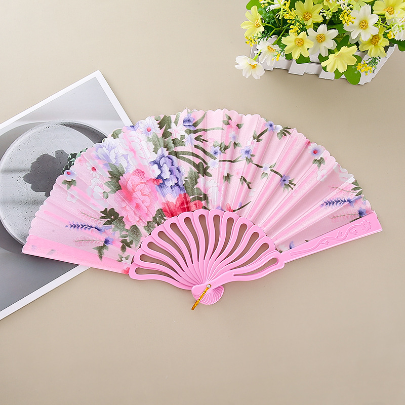 Fábrica de artesanías Chunyu fotografía de estilo antiguo cheongsam tela color quilla flor de cerezo 2 ventilador plegable resistente image 8