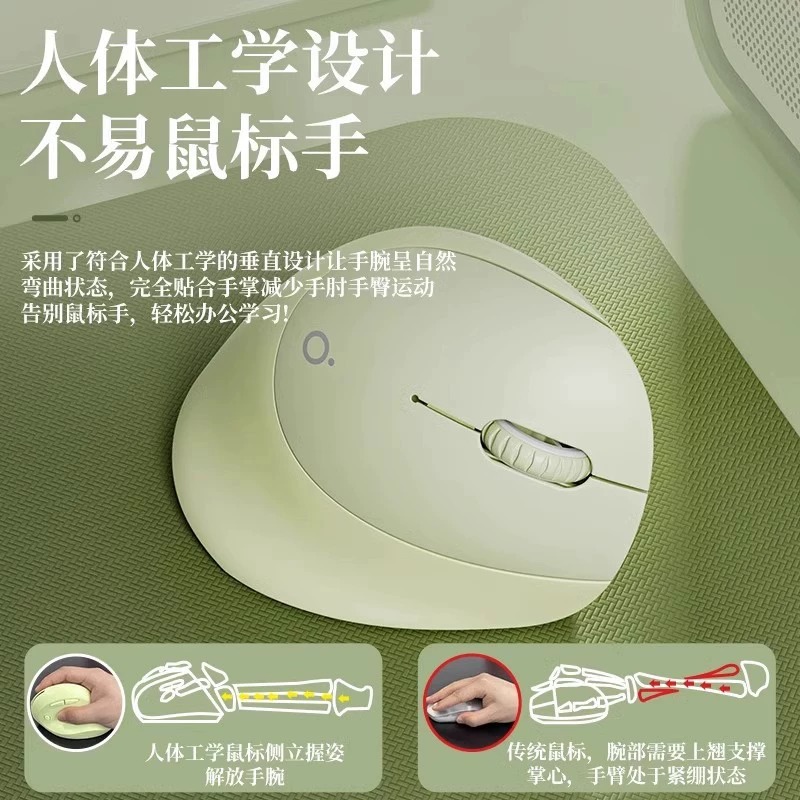 Беспроводная вертикальная Bluetooth-мышь передвижения Q7 Dundun, бесшумная, двухрежимная, перезаряжаемая, для маленькой руки, для компьютера/офиса