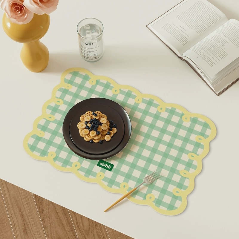 Cojín de comedor occidental de estilo crema mesa resistente al quemado resistente a altas temperaturas platos de comedor platos de cojín a prueba de agua a prueba de aceite mesa cojín de tazas de cuero image 10
