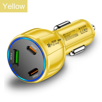 five-in-one dual-line car charger: Mobil şarj cihazları - bk359-1usb2pd-yellow