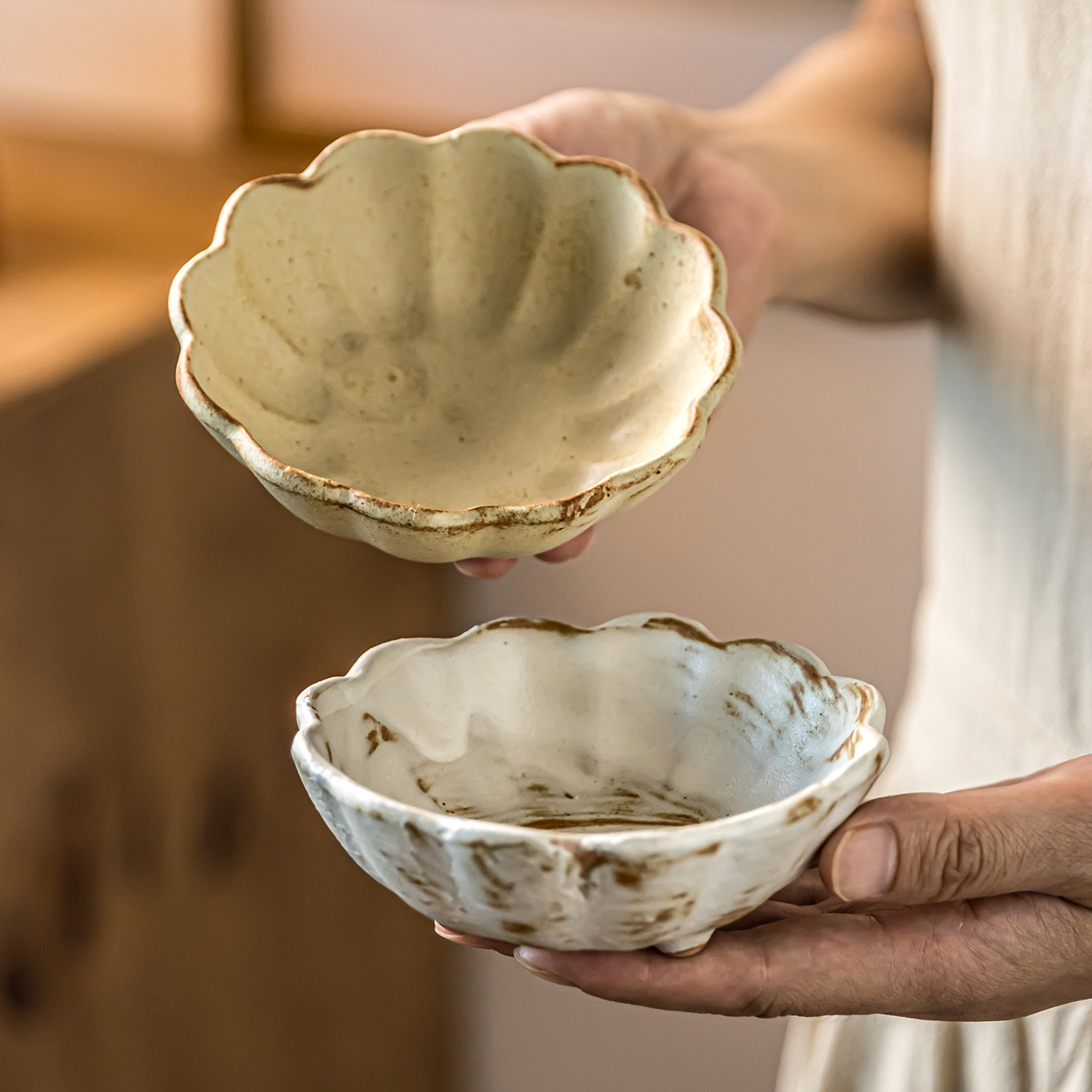 Tableware small dishes retro stoneware dishes flower-shaped…