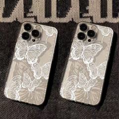胶感蝴蝶适用苹果17promax手机壳防摔iphone16透明15欧美14全包13