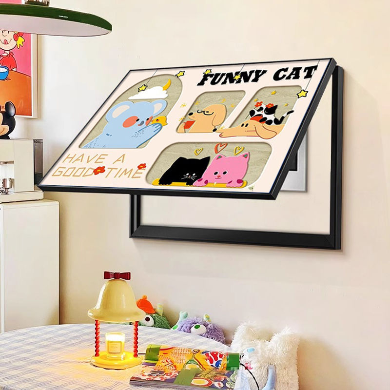 Dopamine Living Room Electric Meter Box Decorative Painting Cream Cartoon Restaurant Wall Painting Electric Box Blocking Painting Electric Switch Box Hanging Painting