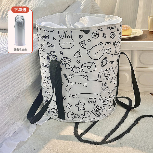 创意收口锁温泡脚桶加高旅行便携式脚盆卡通防水加固过小腿浴桶