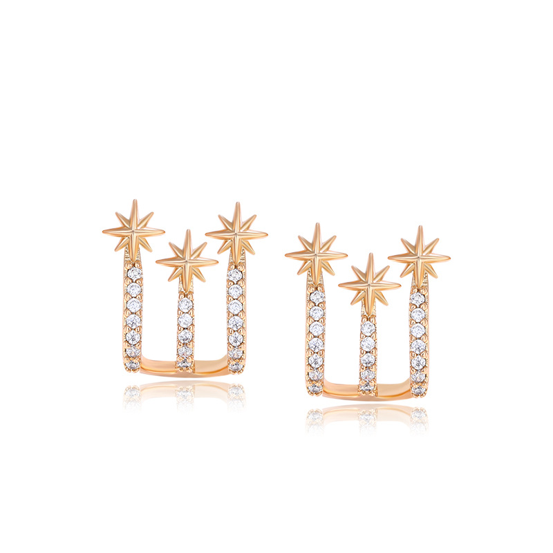 Joyería de Xuping Amazon transfronteriza pendientes de moda femenina nicho diseño sentido apilado ocho Awn estrella pendientes al por mayor