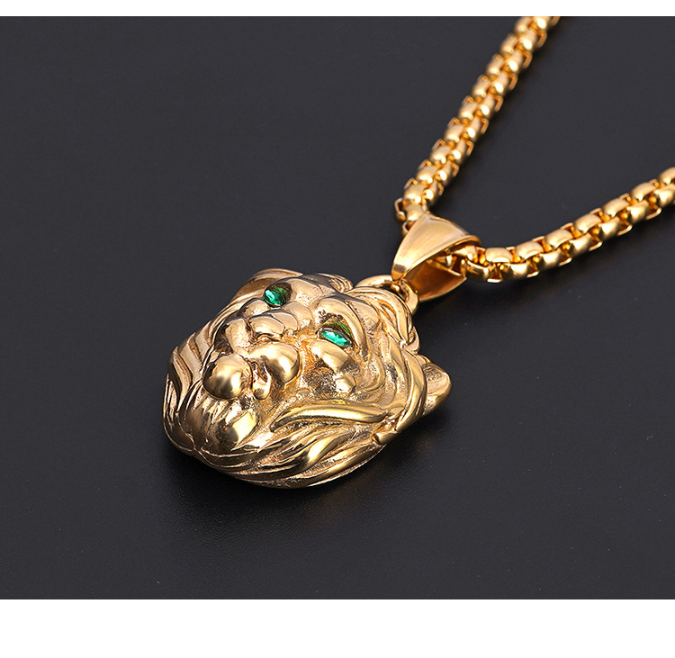 Collana testa di leone da uomo pendente animale oro_voghion.com