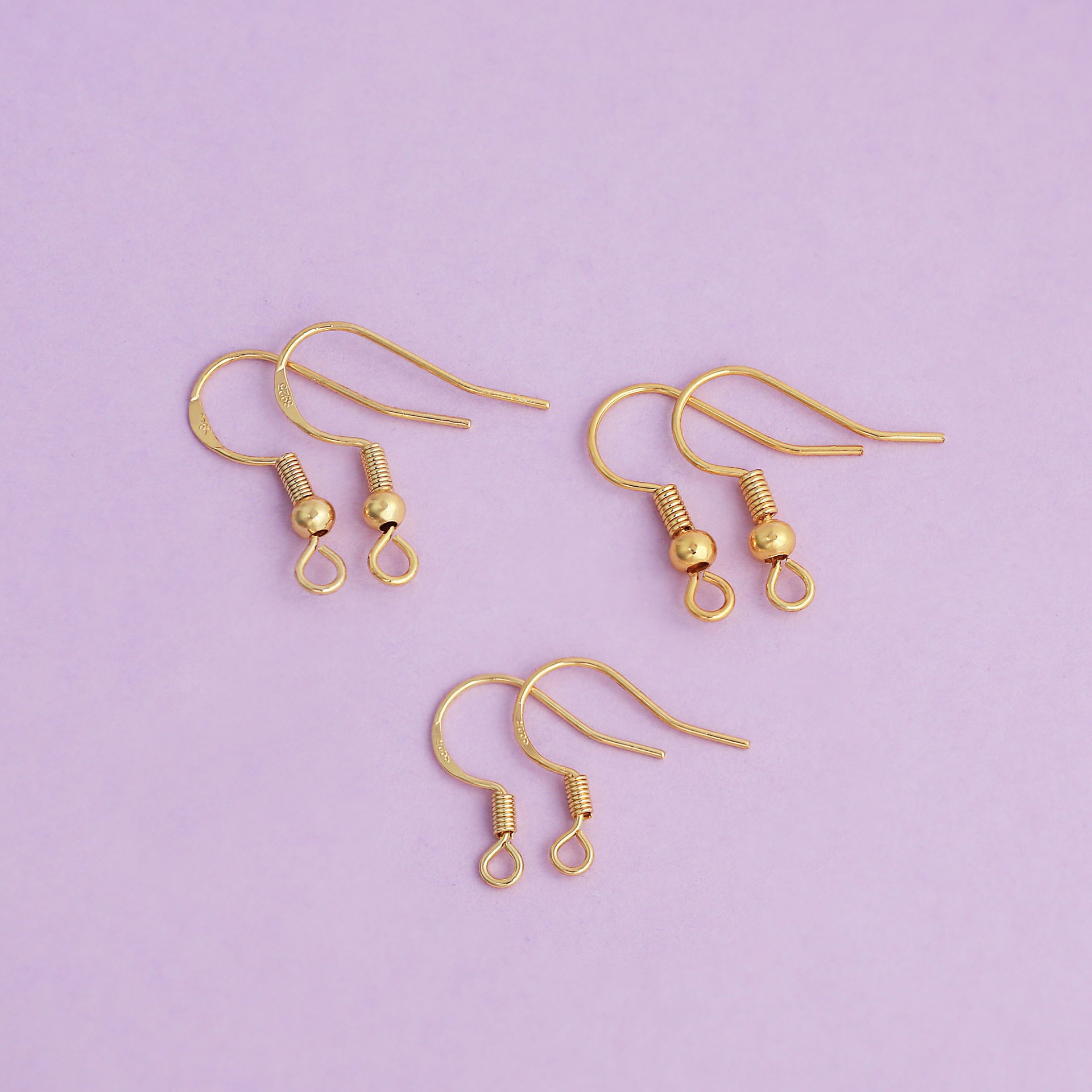 Ear Hook Wholesale 18K Real Gold Color-Preserving Spring with Bead Ear Hook DIY Jewelry Earrings Earrings Ear Stud Accessories Material