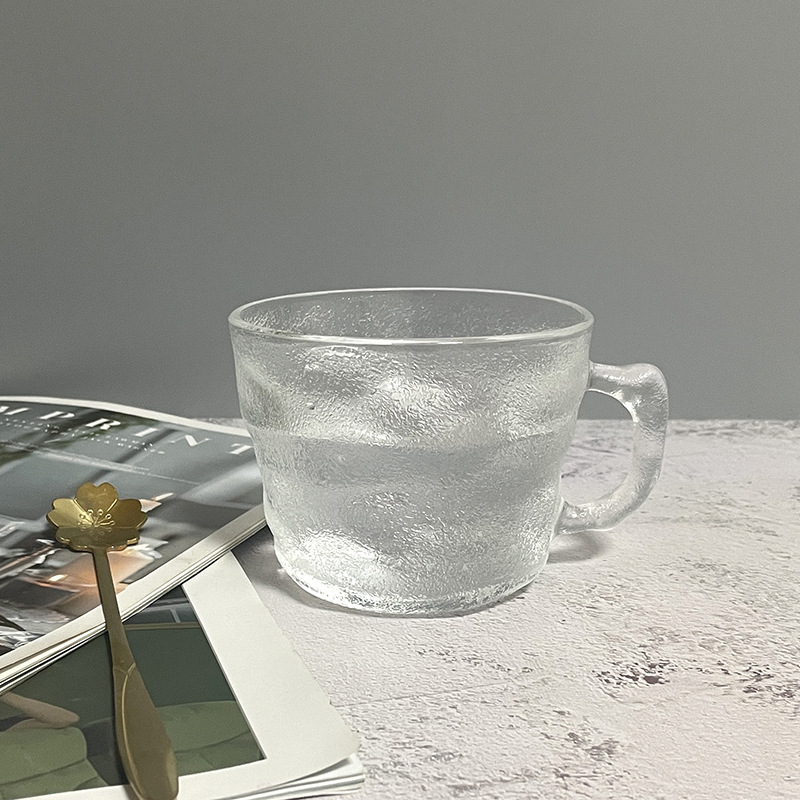 Handheld Glacier Pattern Glass Cup High-Quality Water Cup Juice Drink Cup Ins Style Tree Pattern Coffee Cup Beer Cup