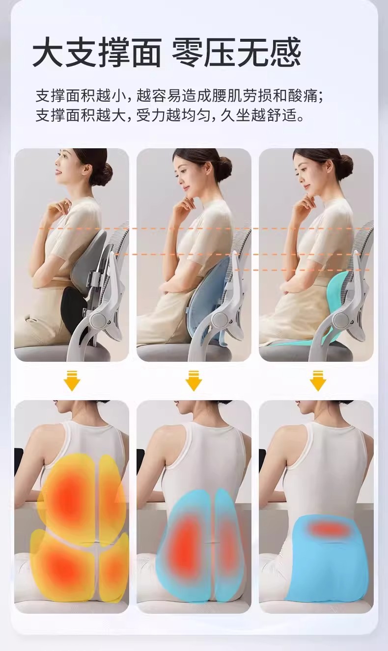 Ergonomic Lumbar Support Cushion for Office Chair, Back Cushion, Waist Support, Chair Cushion, Long Sitting Lumbar Pad, Seat Lumbar Support