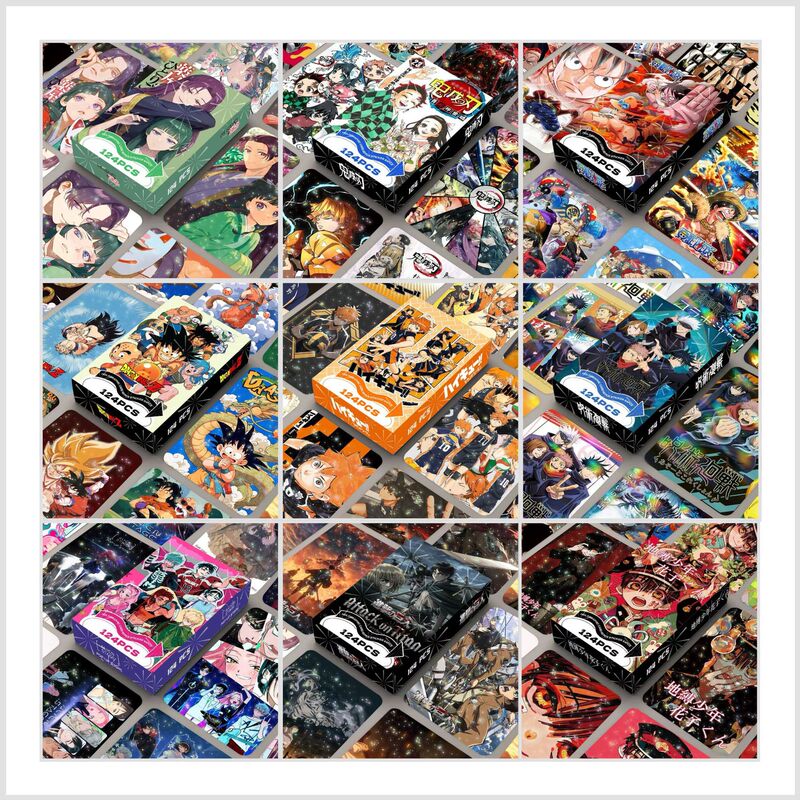 Comprehensive 124PCS Laser Card Alien Stage Attack on Titan Hanako-kun Volleyball Double-Sided High-Definition Photo Card LOMO Card