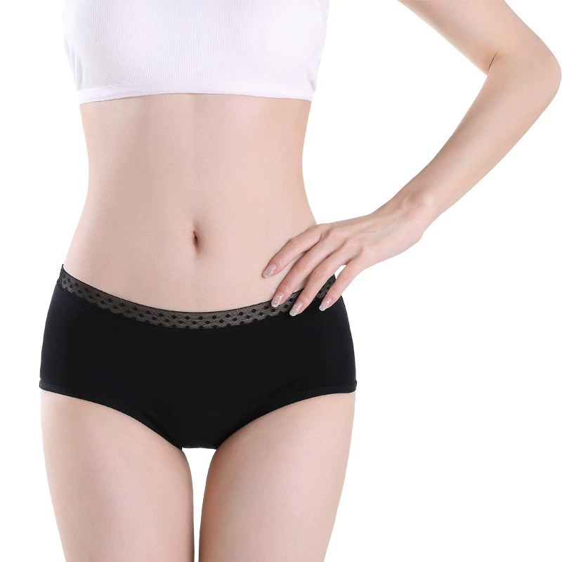 善好针织 Black colored elastic thin breathable underwear, physiological trousers, custom-made