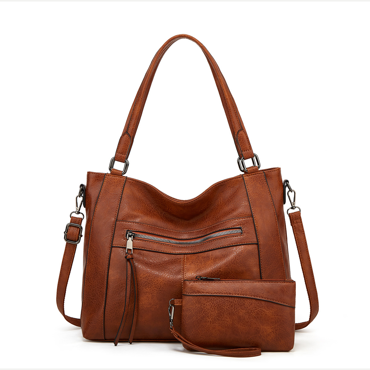 Women's Hobo Bag Set Large Capacity Soft Leather Shoulder Bag_voghion.com