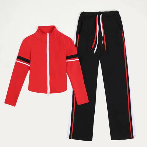 Square dance sportswear autumn and winter velvet double zipper cardigan women's dance exercise shuffle dance sports leisure two-piece set for women