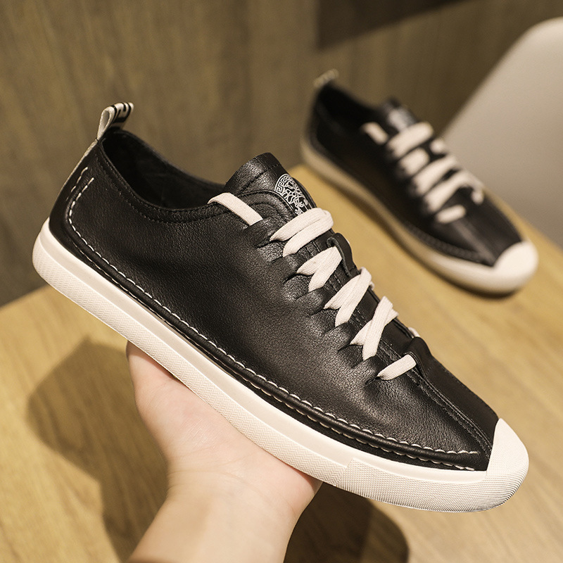 2021 spring men's shoes small white shoes leather men's casual shoes youth trend low shoes a generation of hair