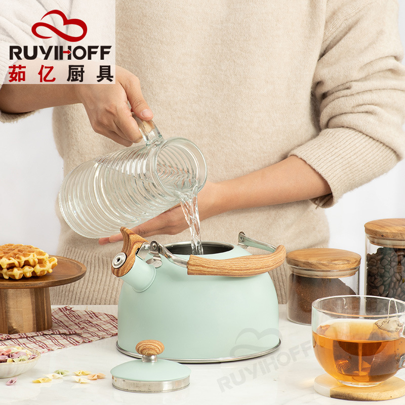 Ruyi utensilios de cocina nuevo verde silbato hervidor de nylon anti-scald manejar eBay transfronteriza utensilios de cocina hervidor de sonido