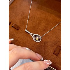 中古老钱风点钻黄水晶网球拍项链女轻奢运动系时尚黄钻球拍锁骨链