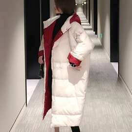 大码双面穿棉服女2025冬季新款韩版宽松显瘦超长加厚棉衣棉袄外套