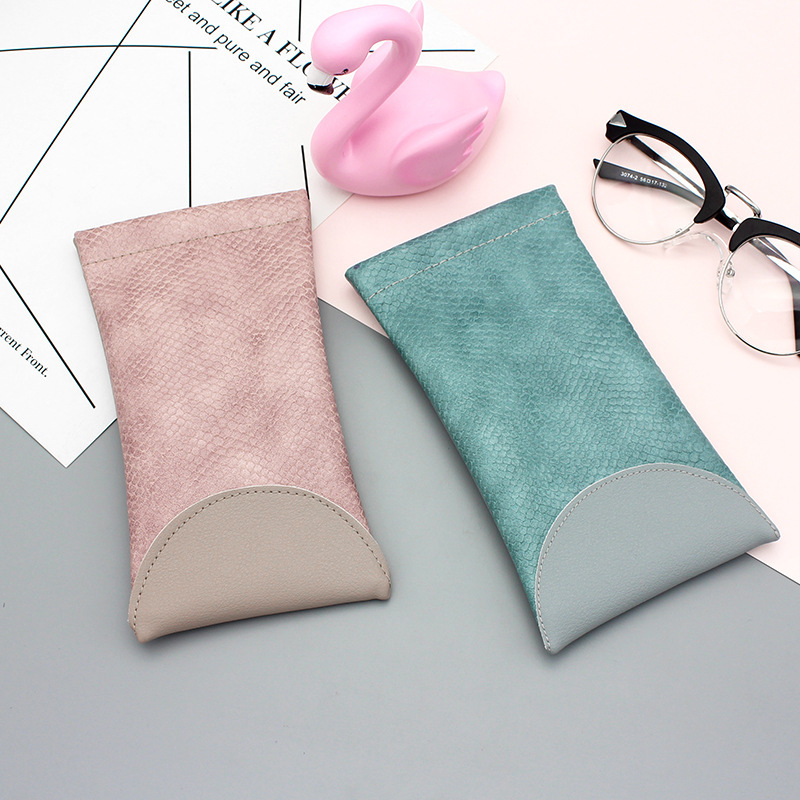 Self-Closing Leather Glasses Bag Portable Simple Small Fresh Unisex Sunglasses Pop-Up Storage Bag