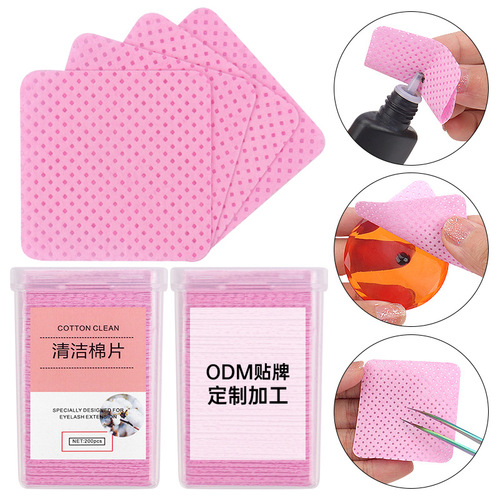 Wholesale Pink Latex Bottle Mouth Cleaning Cotton Pads, Non-woven Cloth Box, Loading Adhesive Wiping Cloth, 200 Sheets/Box