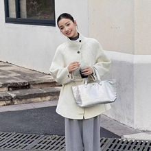 2025秋冬中长款双面羊毛毛呢外套女高档爆款加厚中长立领呢子大衣