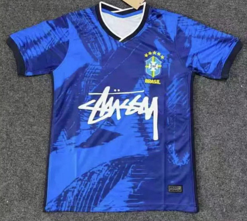Stussy Jersey Brasil Flamengo Italia Edición conmemorativa Portugal París Francia Uniforme de fútbol