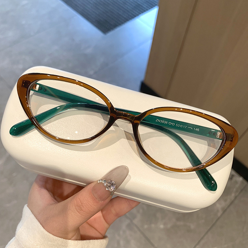 猫眼简约平光镜防蓝光时尚潮流眼镜框女士网红小框防紫外线眼镜架|undefined