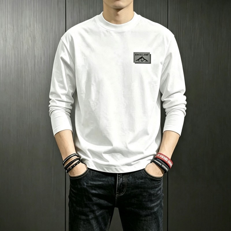 2026 봄가을 신상 남성 긴팔 티셔츠 루즈핏 라운드넥 얇은 맨투맨 데일리 캐