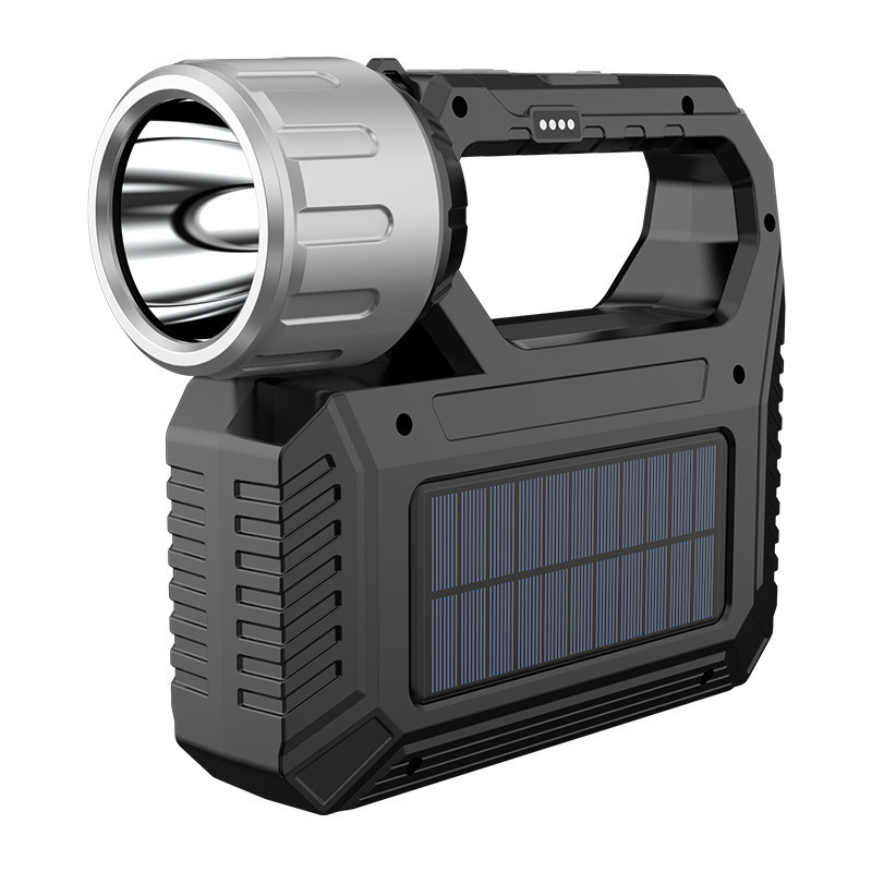 Travel LED flashlight solar-powered, work handheld spotlight, lights