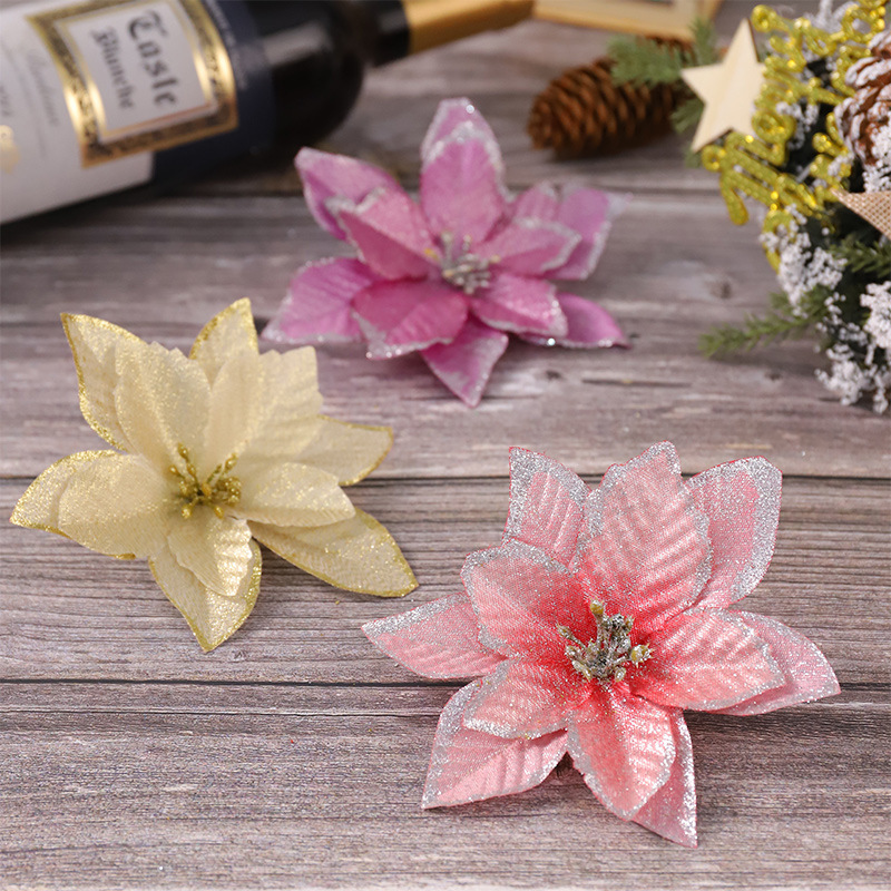 Explosión transfronteriza Flor artificial de Navidad Suministros de decoración de flores de Navidad Flor artificial Decoración de árbol de Navidad Flor 13cm