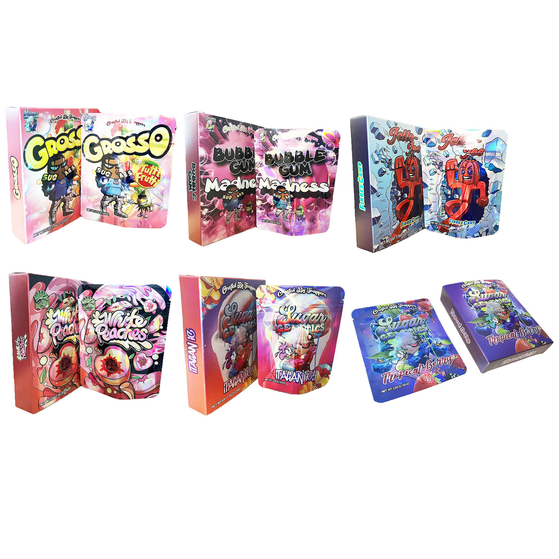 新款卡通350G银卡镭射材料配套自封袋包装盒糖果包装袋巧克力包