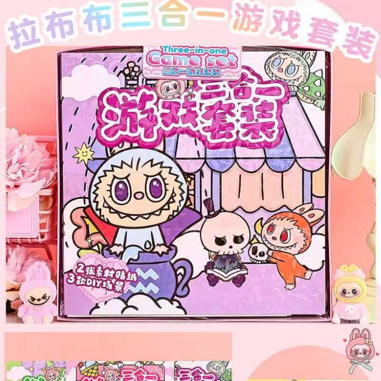 Juego 3 en 1 juego de dibujos animados libro tranquilo pegatinas pegatinas grandes materiales libres de recorte bendiy hechos a mano para niños image 5