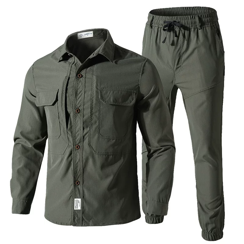 Demi‑season quick‑dry travel shirt jacket set (men), oversize, thin 165–190 sizes