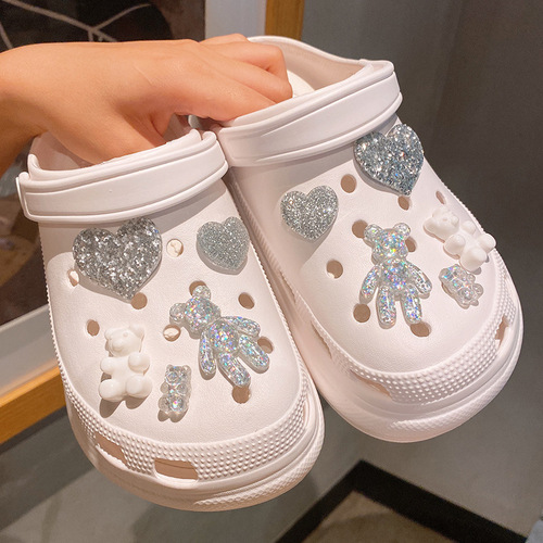 [Yiwu Door-to-Door Delivery] Violent Bear Cartoon Trendy Brand DIY Crocs Accessories Shoe Buckles Shoe Flowers Accessories Jewelry