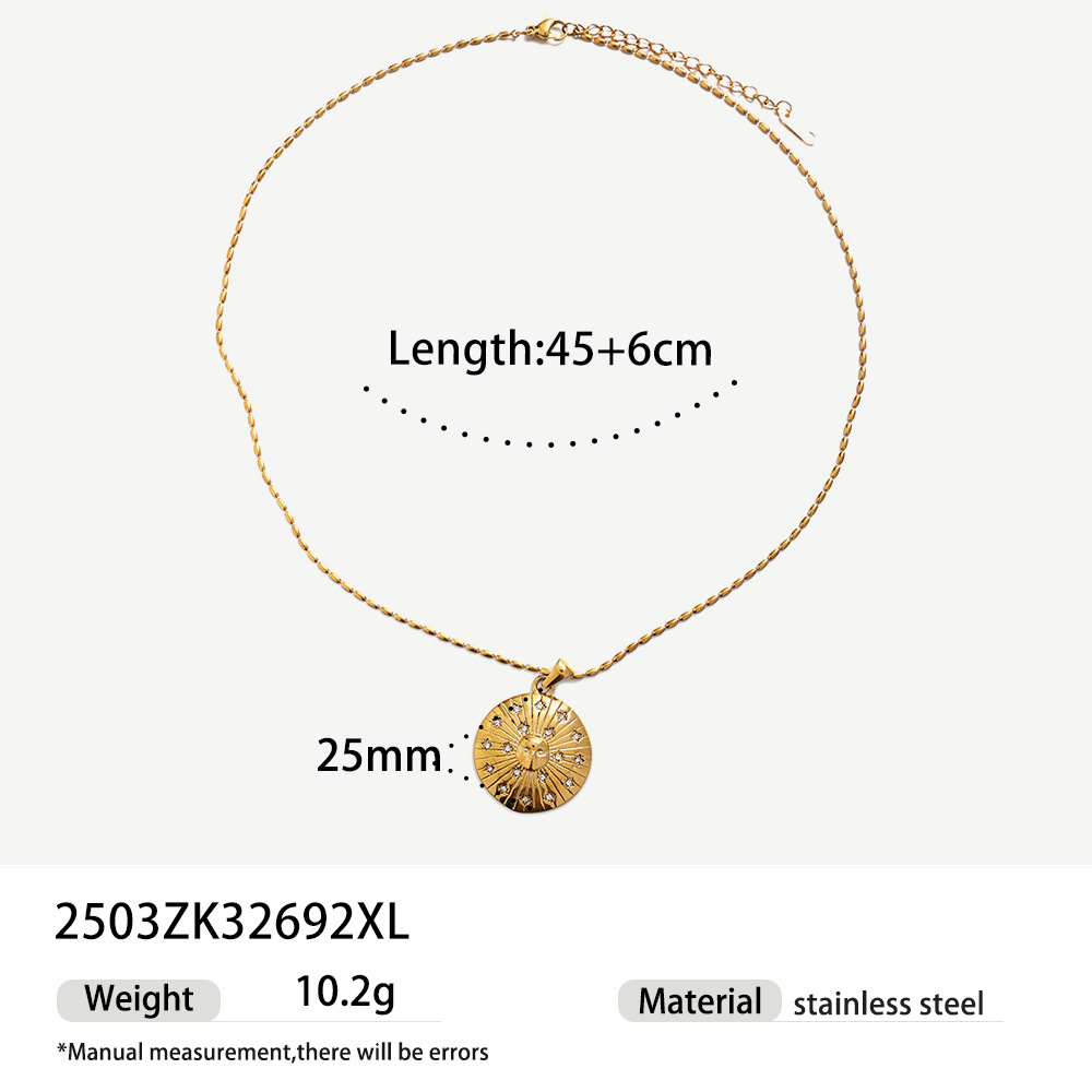 Taena collar de acero inoxidable europeo y americano para mujer colgante que no se desvanece 18k oro titanio acero cadena de clavícula ins joyería explosiva transfronteriza image 9