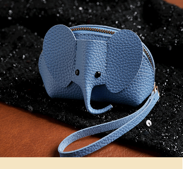 Women'S Gender Cute Style Women's Elephant Solid Color Pu Leather Zipper Coin Purses