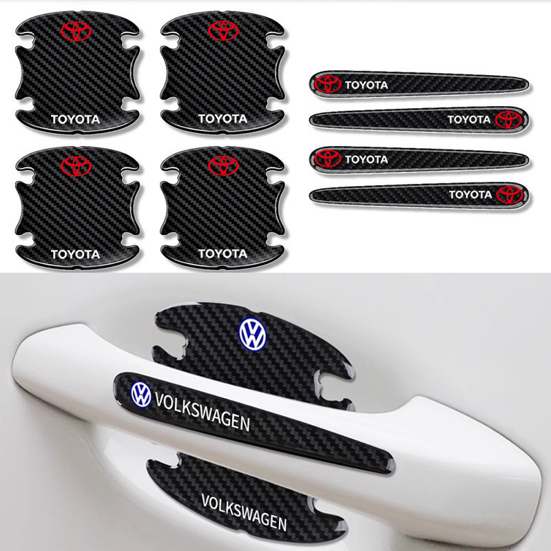 Carbon Fiber Pattern Car Door Handle Stickers, Car Door Handle and Rearview Mirror Anti-Scratch Protective Decorative Stickers, Car Body Anti-Collision Strips Carbon Fiber Pattern Car Door Handle Stickers, Car Door Handle and Rearview Mirror Anti-Scratch Protective Decorative Stickers, Car Body Anti-Collision Strips